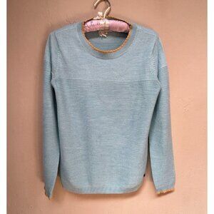 Anthropologie Nümph Womens Ahna Pullover Sweater Size Small Metallic Trim Blue